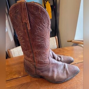 Boulet Men's Vintage Brown Leather Cowboy Boots - Size 9 - Made in Canada